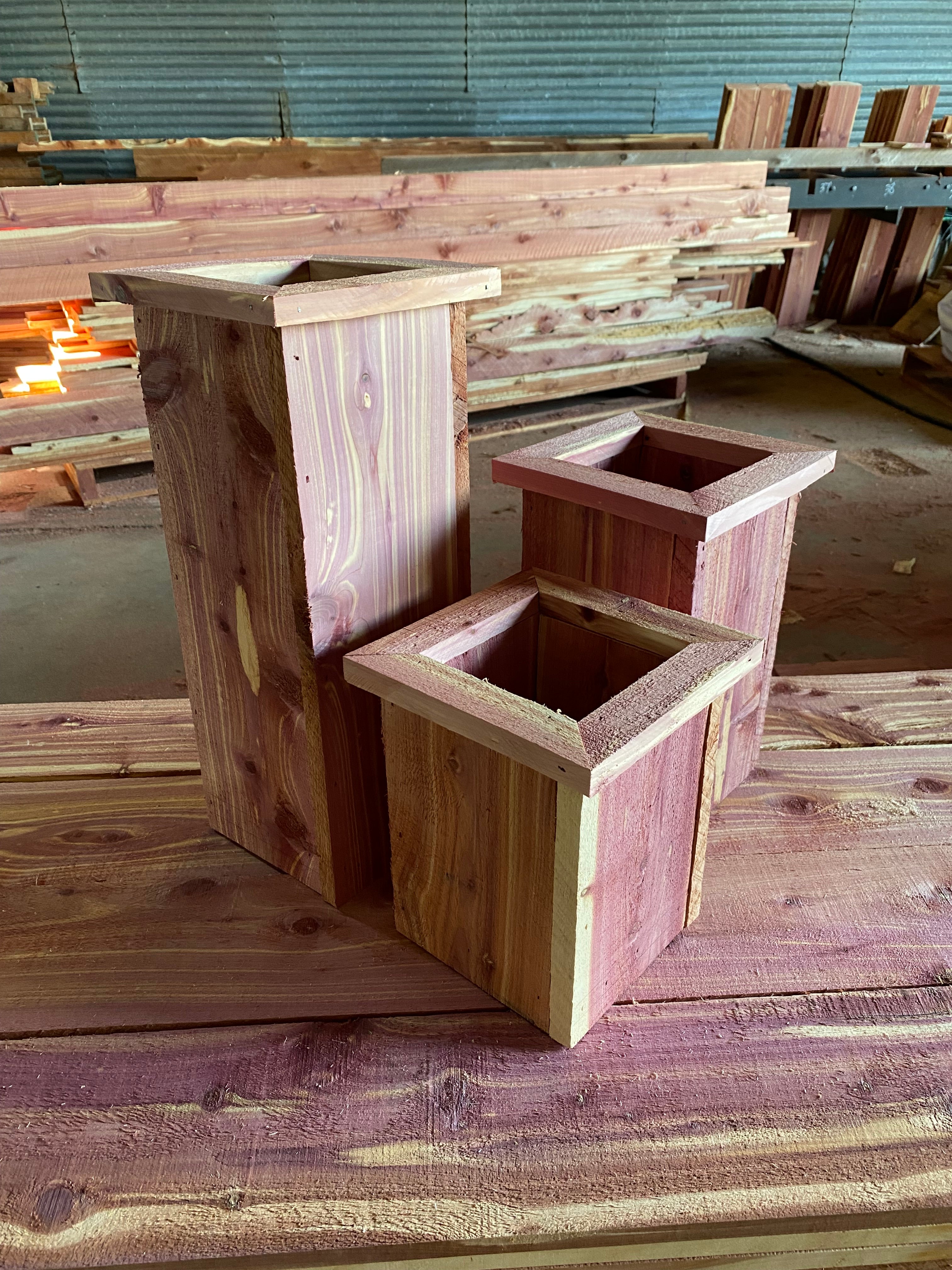 Handcrafted Eastern Red Cedar Planter 11” H x 8” W x 5” opening