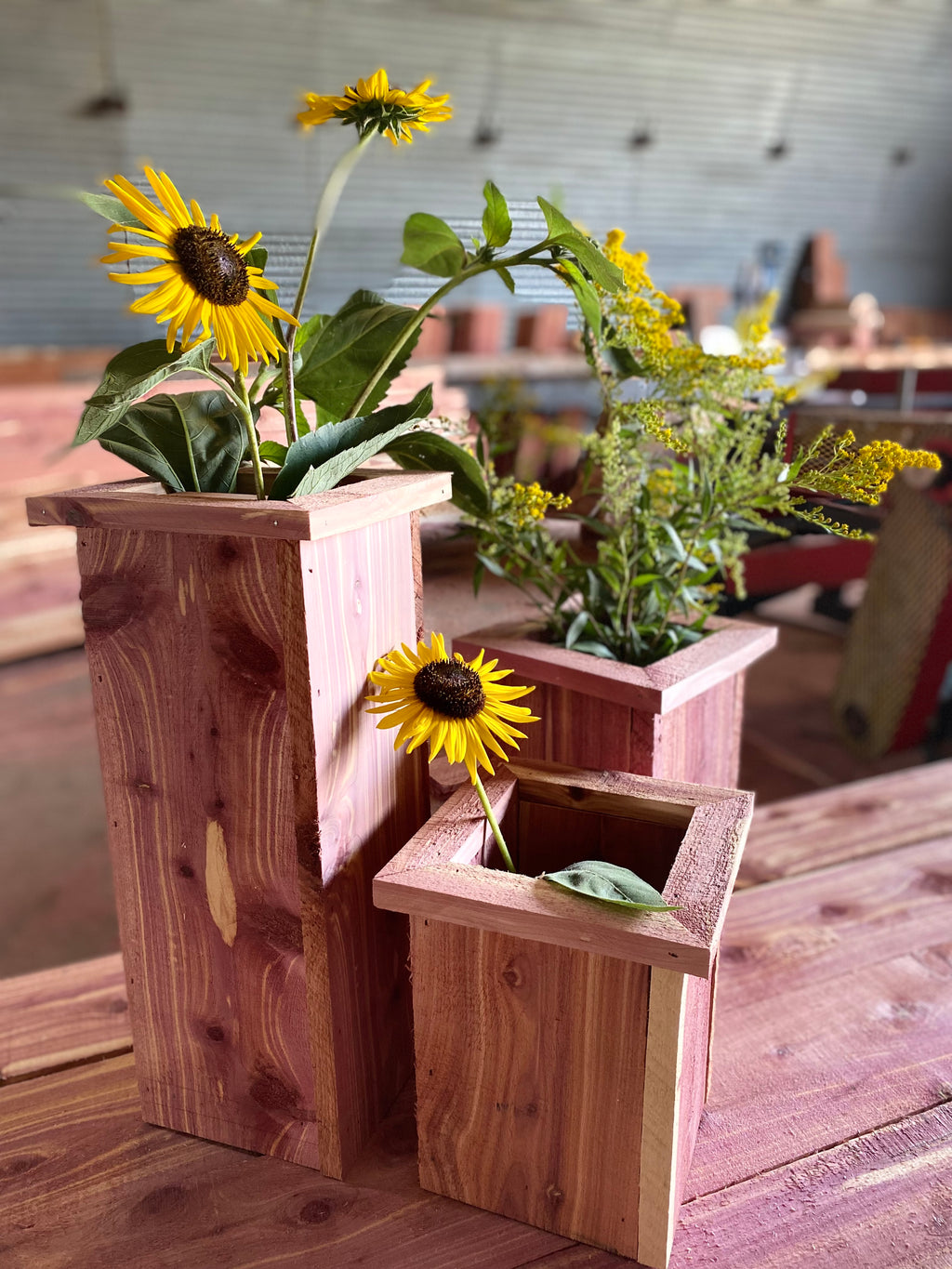 Handcrafted Eastern Red Cedar Planter 11” H x 8” W x 5” opening