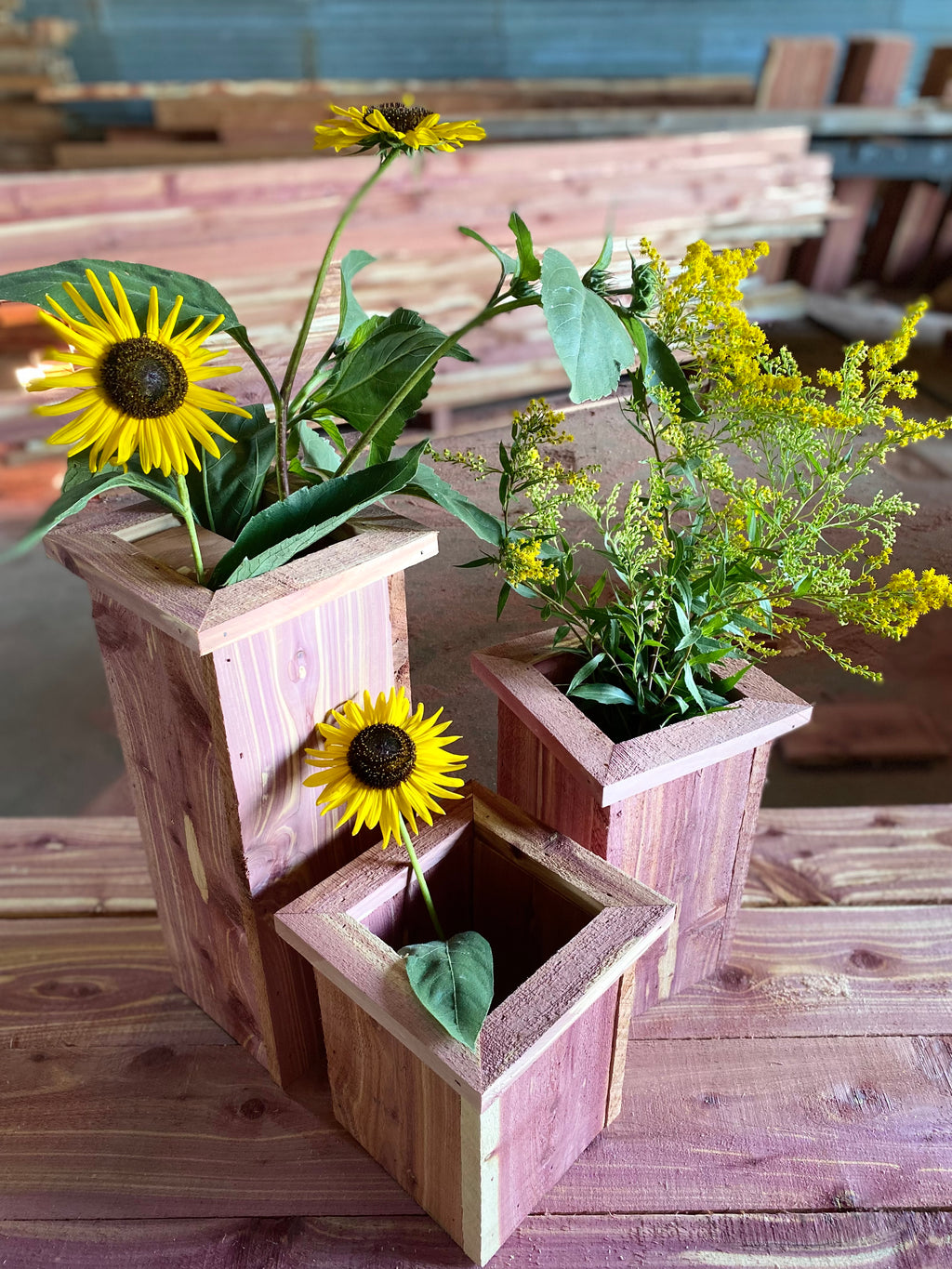 Handcrafted Eastern Red Cedar Planter 11” H x 8” W x 5” opening