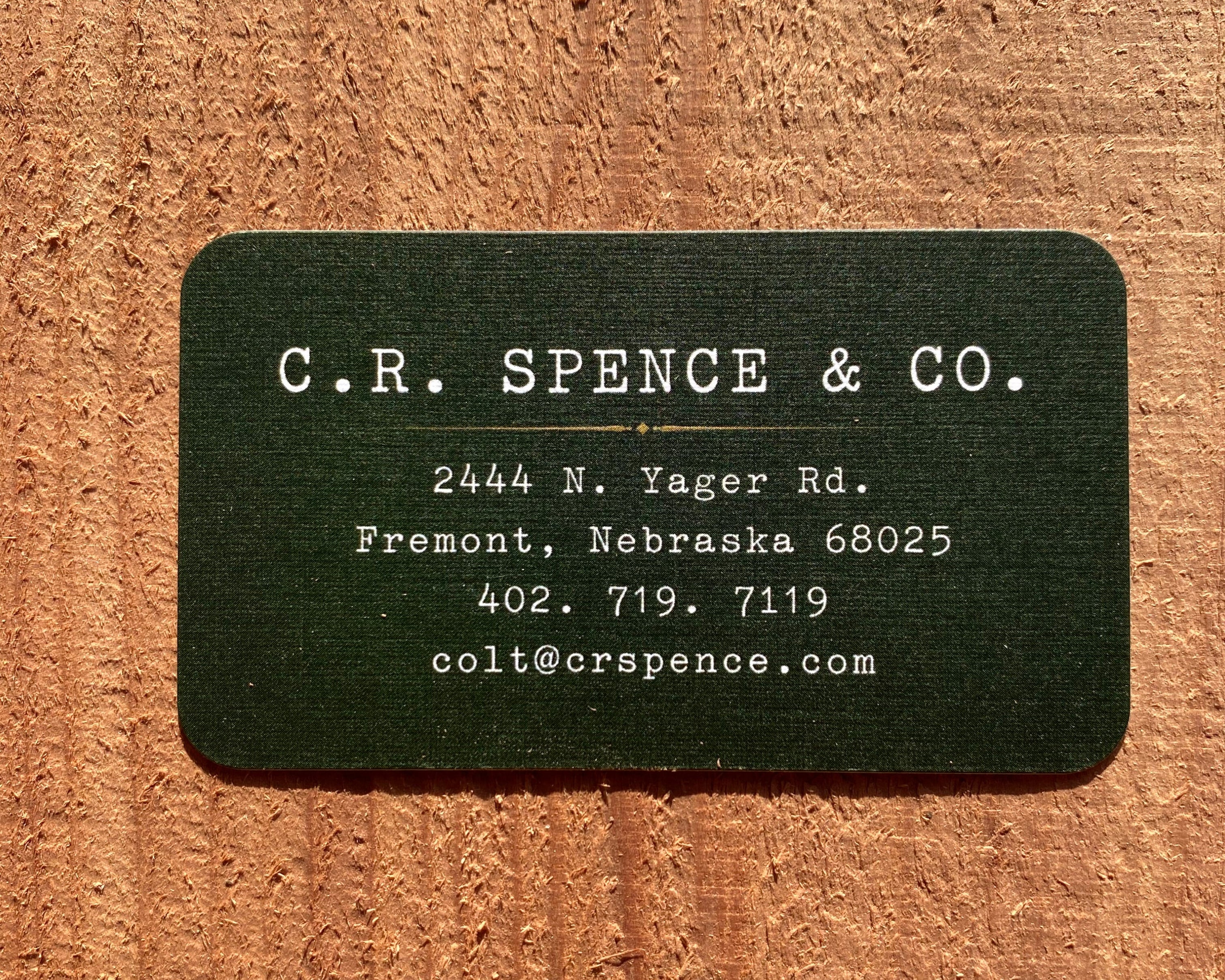 C.R. SPENCE & CO. On a porsche forest green card red cedar brown beige color 