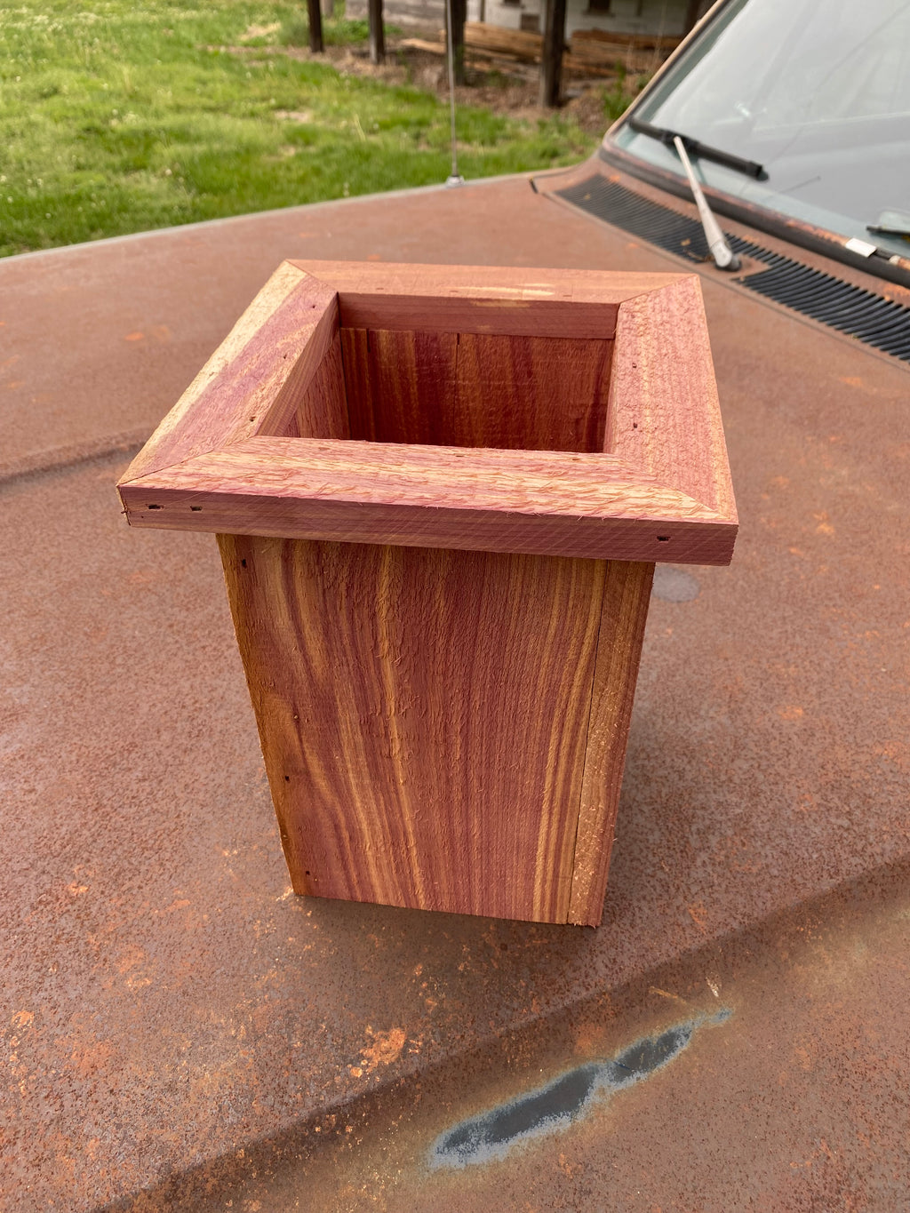 Handcrafted Eastern Red Cedar Planter 11” H x 8” W x 5” opening