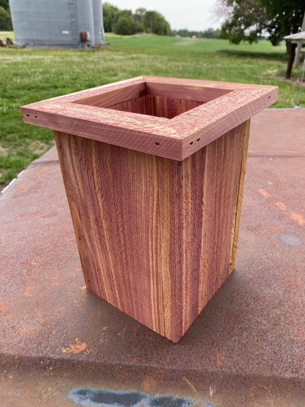 Handcrafted Eastern Red Cedar Planter 11” H x 8” W x 5” opening
