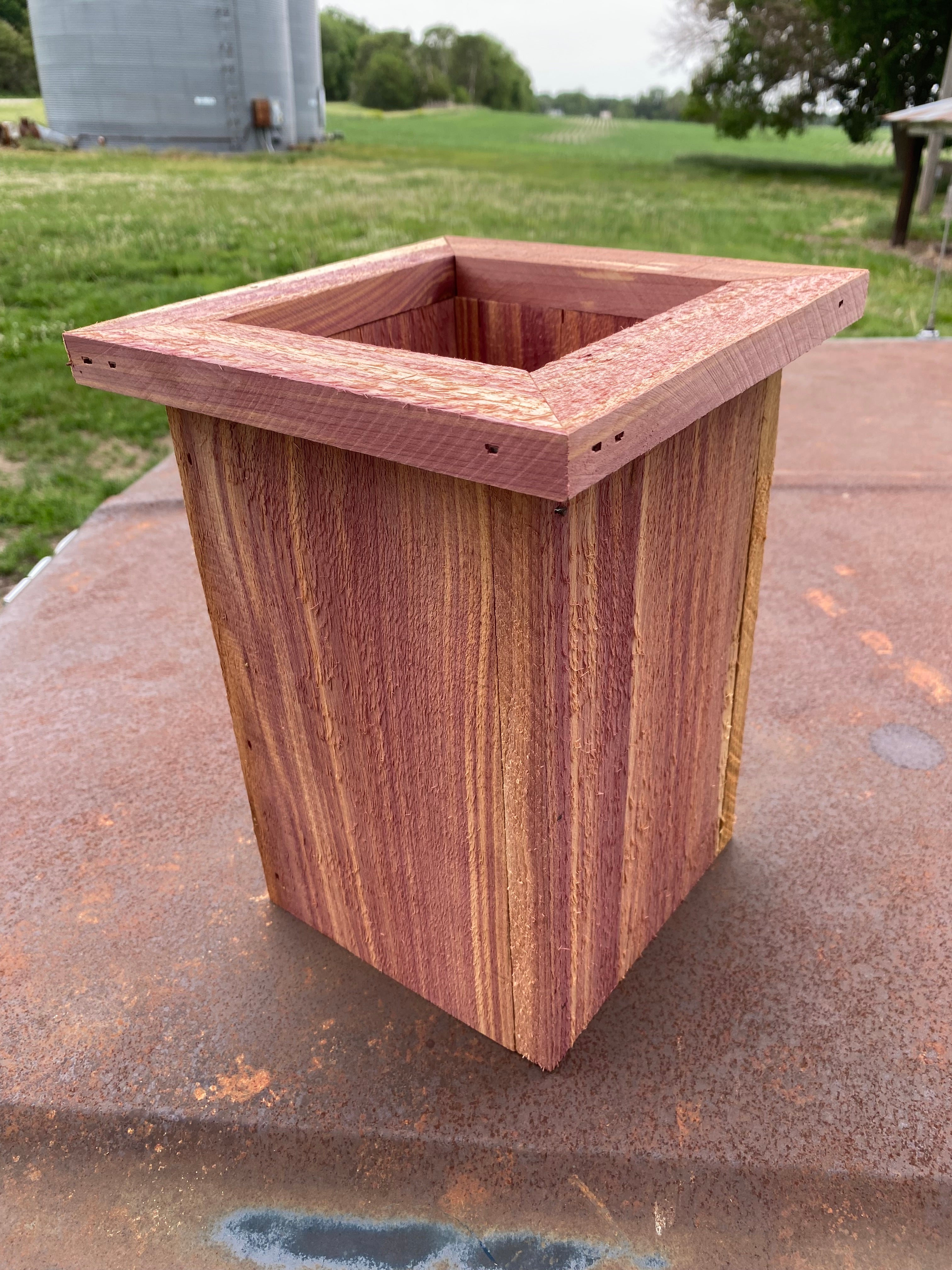 Handcrafted Eastern Red Cedar Planter 11” H x 8” W x 5” opening